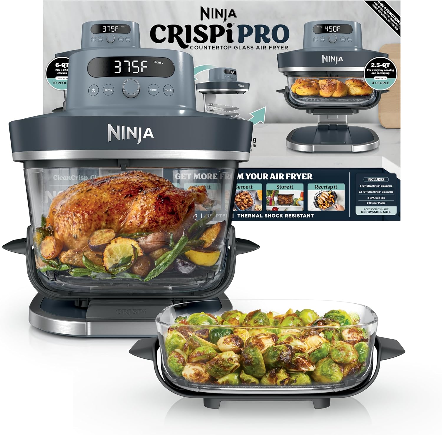 Deep Fryer Commercial - Ninja Crispi Pro 6-in-1 Glass Air