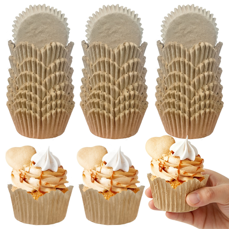 Rotary Bakery Oven - 150Pcs Natural Color Flower-Shaped Cups, Oil-Resistant