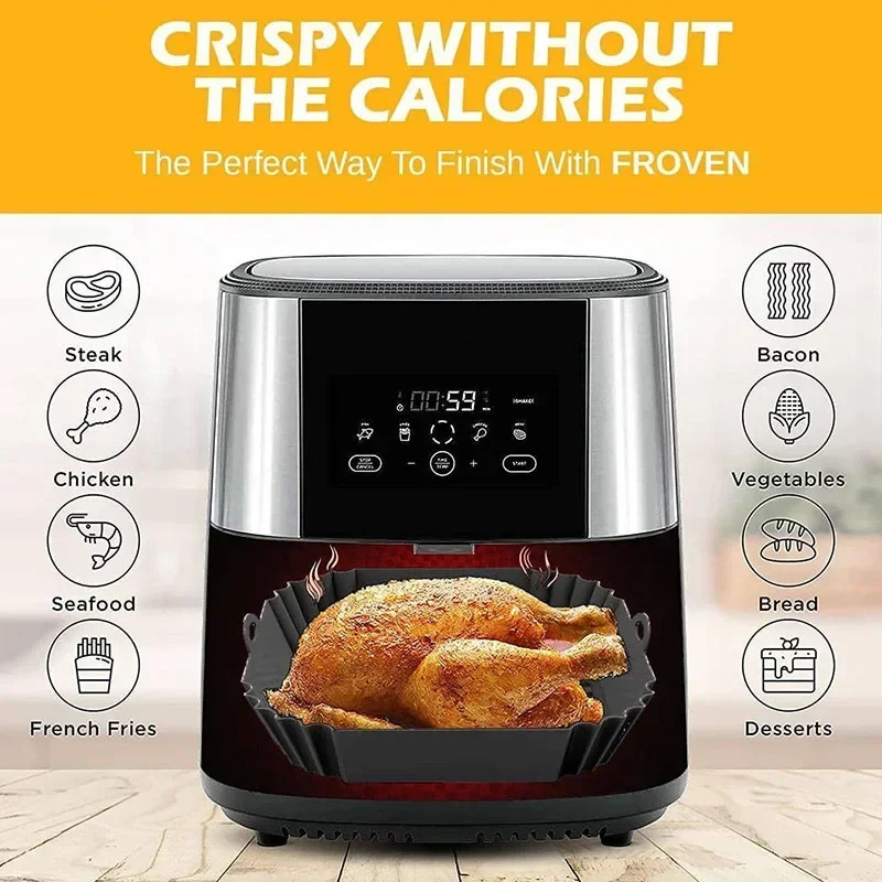 1PC Silicone Air Fryer Basket, - огляд і ціна Deep Fryer Commercial